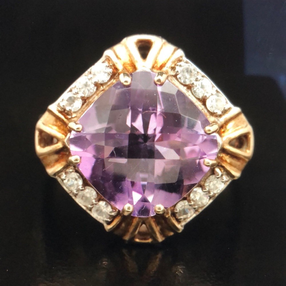 Amethyst and Zircon Ring made with Sterling Silver